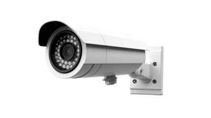 White security camera provides surveillance, offering safety and monitoring Isolated on transparent Background