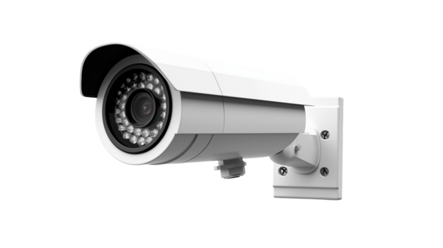 White security camera provides surveillance, offering safety and monitoring Isolated on transparent Background
