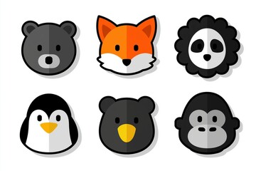 Fototapeta premium Cute Animal Avatars for Kids' Mobile Game