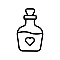 Heart shaped love potion bottle silhouette liquid magic
