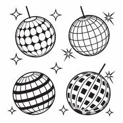 Disco balls with sparkling stars party celebration