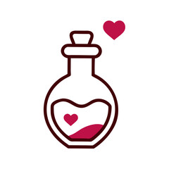 Love potion bottle with hearts romantic magic