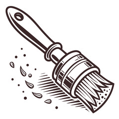 Stylized brush with splatters and drops paint brush liquid