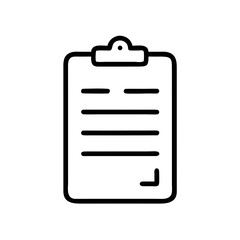 Minimal Line Art Clipboard Icon – Document Symbol Isolated on White Background