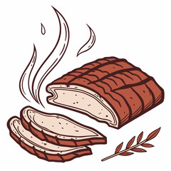 Smoked brisket sliced with steam and herb sprig meat food