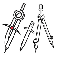 Drawing compasses and pencil tool icons drafting tool geometry