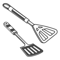 Two grilling spatulas with slotted heads and handles kitchen utensils cooking tools