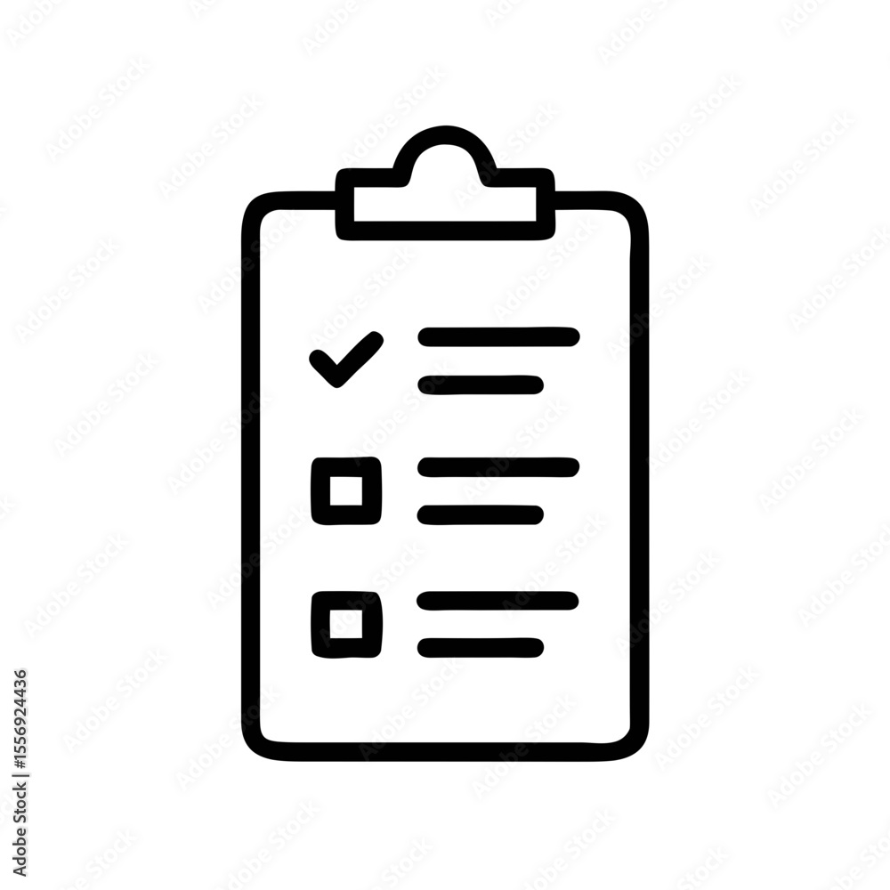 Poster checklist clipboard line icon – minimal task management symbol