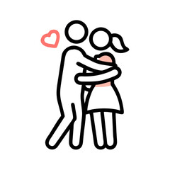 Couple embracing with heart symbol embrace love