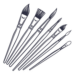 Assorted paintbrushes with varying tips and handles art supplies drawing tools