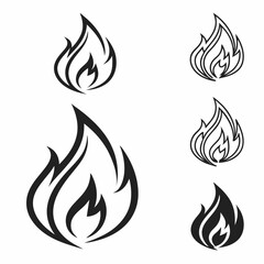 Black flame symbols abstract design elements fire heat