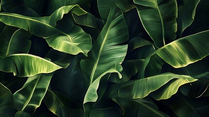 Lush Tropical Banana Leaves Texture. (11)