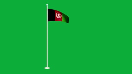 AFGHANISTAN flag. AFGHANISTAN flag video. Flag of AFGHANISTAN Waving in the wind, video, mp4, waving in the Sky, Green screen flag, national flag of the country.