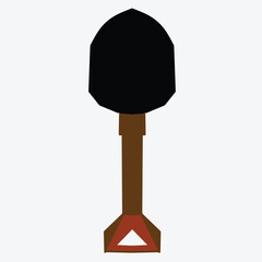 black brown color shovel isolate vector