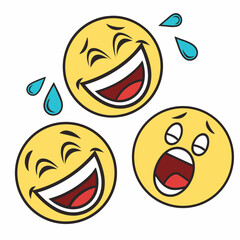 Joyful laughing faces with tears of joy and open mouths emoji laughter