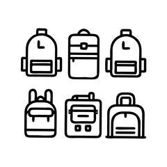 Backpack set white background travel hiking