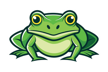Isolated monochromatic frog illustration shows the amphibian from the side on a white backdrop