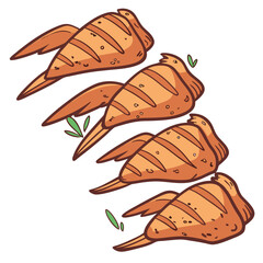 Grilled chicken wings with herbs food poultry