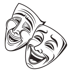 Comedy and tragedy masks expressive faces theatrical symbols comedy mask theater