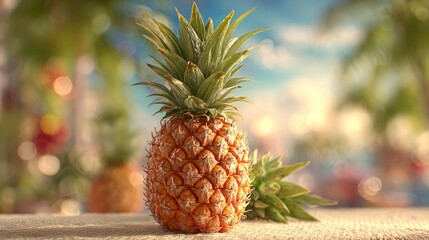 Tropical Pineapple Paradise Summer Fruits Exotic Vacation Vibes Delicious Flavors Healthy Food Beach