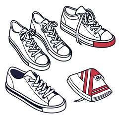 Casual canvas sneakers with red accents canvas shoes casual footwear