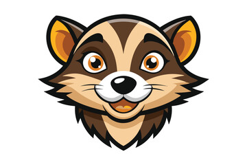 A cheerful brown raccoon with bright eyes and an expressive smile greets the viewer