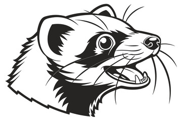 Ferret shows its teeth in this striking monochrome capturing its fierce nature
