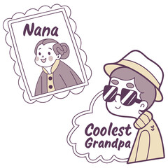 Nana and coolest grandpa portrait stickers family
