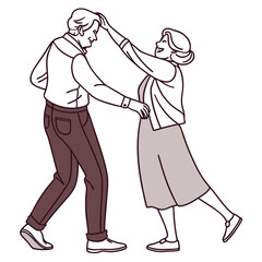 Elderly couple dancing joyfully together celebration romance