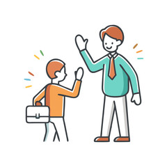 Teacher and student high five illustration success teamwork