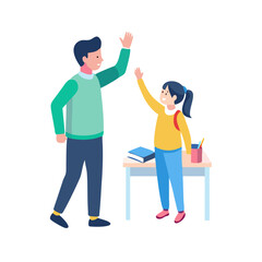 Teacher and student high five illustration classroom education