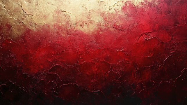 Textural abstraction of gold and deep red gradients merging into darkness below