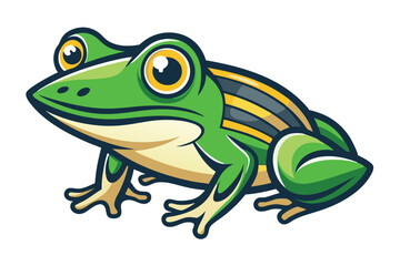 Detailed frog outline sits on a leaf, its body displaying distinct spots and features