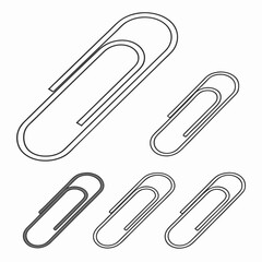 Collection of paper clips on white background office supplies stationery