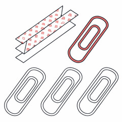 Paper clips and patterned paper strips office supplies stationery