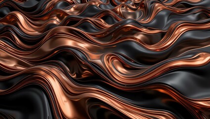 Abstract wave patterns in copper and black create a mesmerizing visual effect, suitable for modern designs.