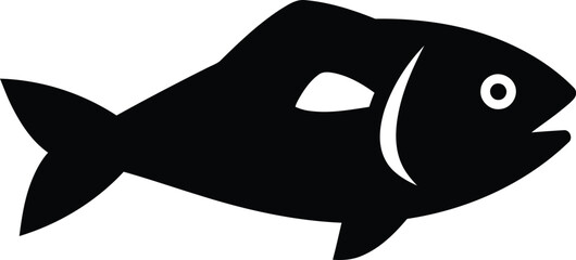 Obraz premium A black silhouette of a fish with fins and a tail, facing right.