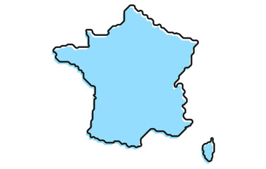 A simple stylized map of the country of France