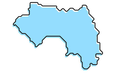 A simple stylized map of the country of Guinea