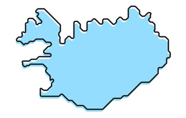 A simple stylized map of the country of Iceland