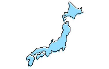A simple stylized map of the country of Japan