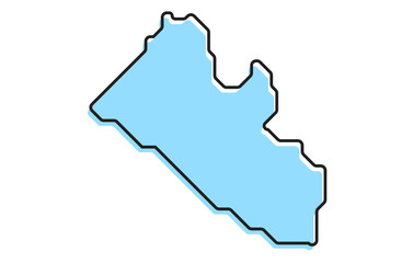 A simple stylized map of the country of Liberia