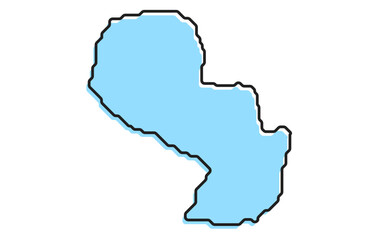 A simple stylized map of the country of Paraguay