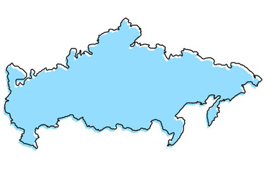 A simple stylized map of the country of Russia
