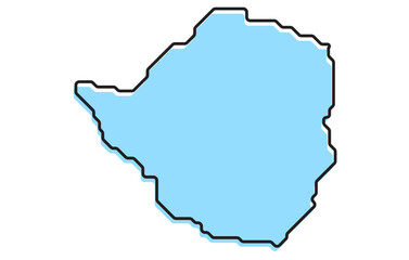 A simple stylized map of the country of Zimbabwe