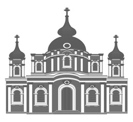 Orthodox cathedral with tall domes and detailed architecture vector