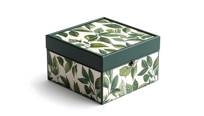 Square gift box with botanical design