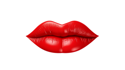 Seductive red lips against a stark Isolated on transparent Background create a bold and striking visual.