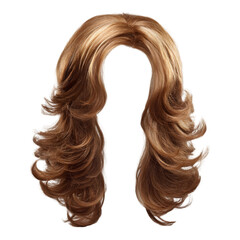 Flowing blonde wig boasts voluminous curls and a sleek transparent background, perfect for virtual avatars or costume design projects.