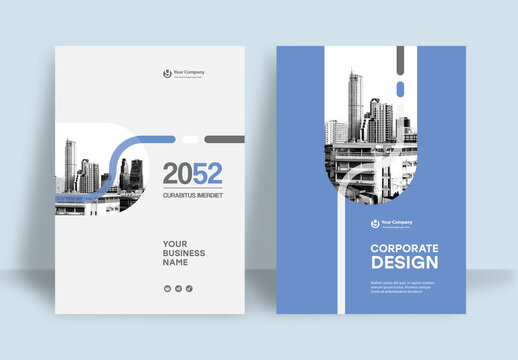 Business Report Cover Template &ndash;Blue Geometric Layout (A4)	

